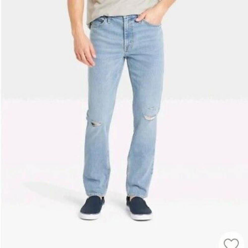 Goodfellow & Co Men's Slim Fit Hemp Robson Distressed Blue Denim Jeans